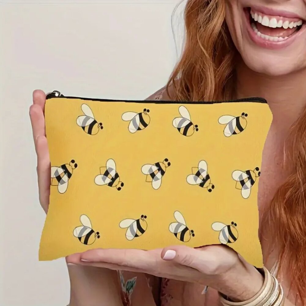 Bee Canvas Cosmetic Bag, NEW - Picture 6 of 6